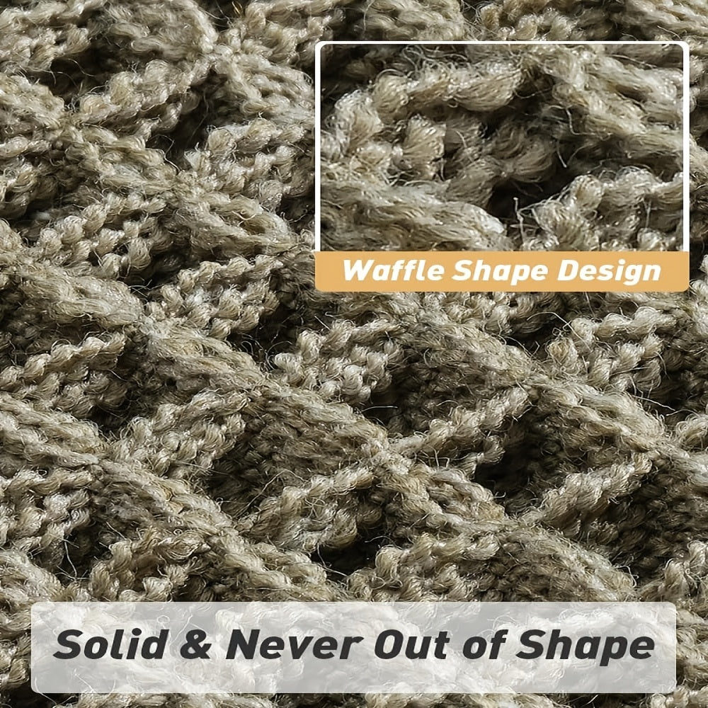 AbsorbEase | Ultra-Absorbent Waffle Bath Mat with Tassels - Non-Slip Design