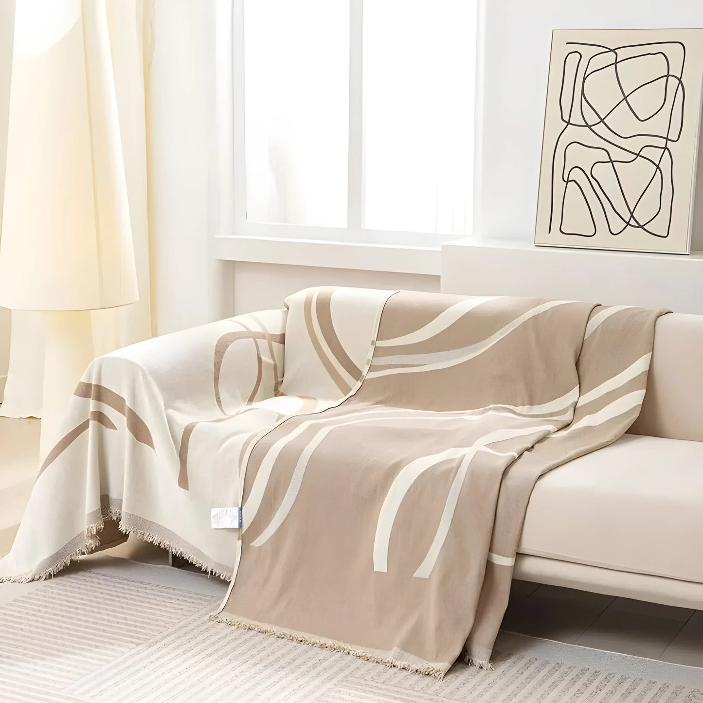 LuxeCasa Reversible Chenille & Cotton Sofa Cover