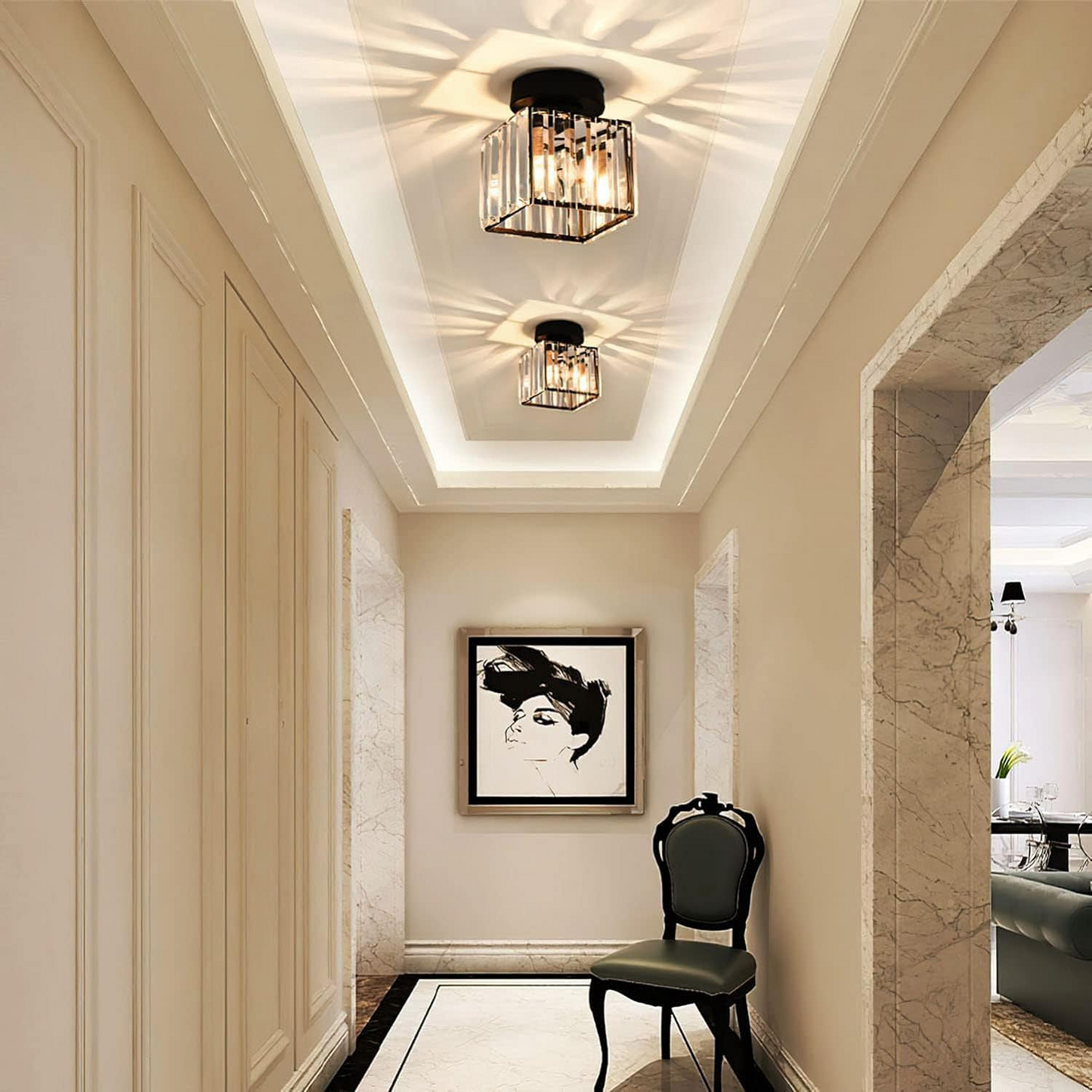 Contemporary Crystal Ceiling Light – CrystalGlow