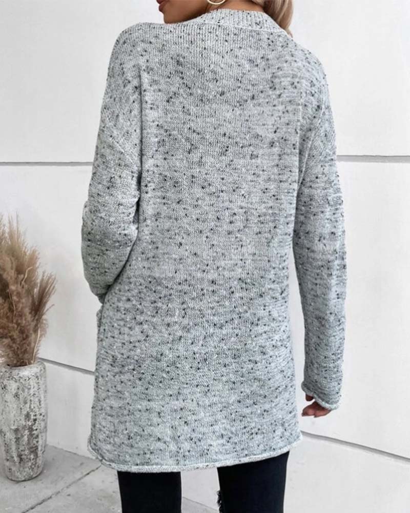 Deqa | V-Neck Long Sweater Dress with Pockets