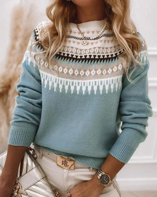 Deqalli | Comfortable Long Sleeve Knit Sweater