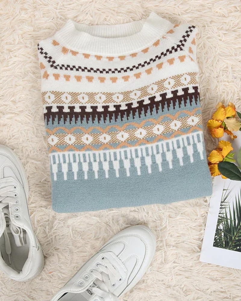 Deqalli | Comfortable Long Sleeve Knit Sweater