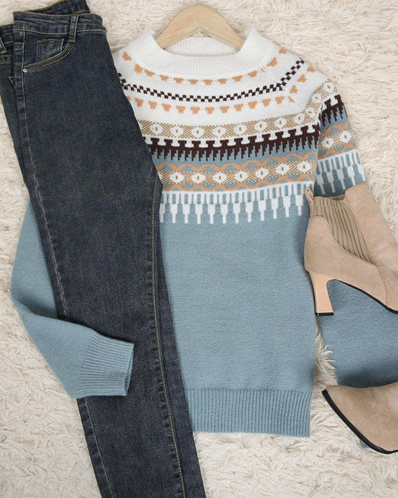 Deqalli | Comfortable Long Sleeve Knit Sweater