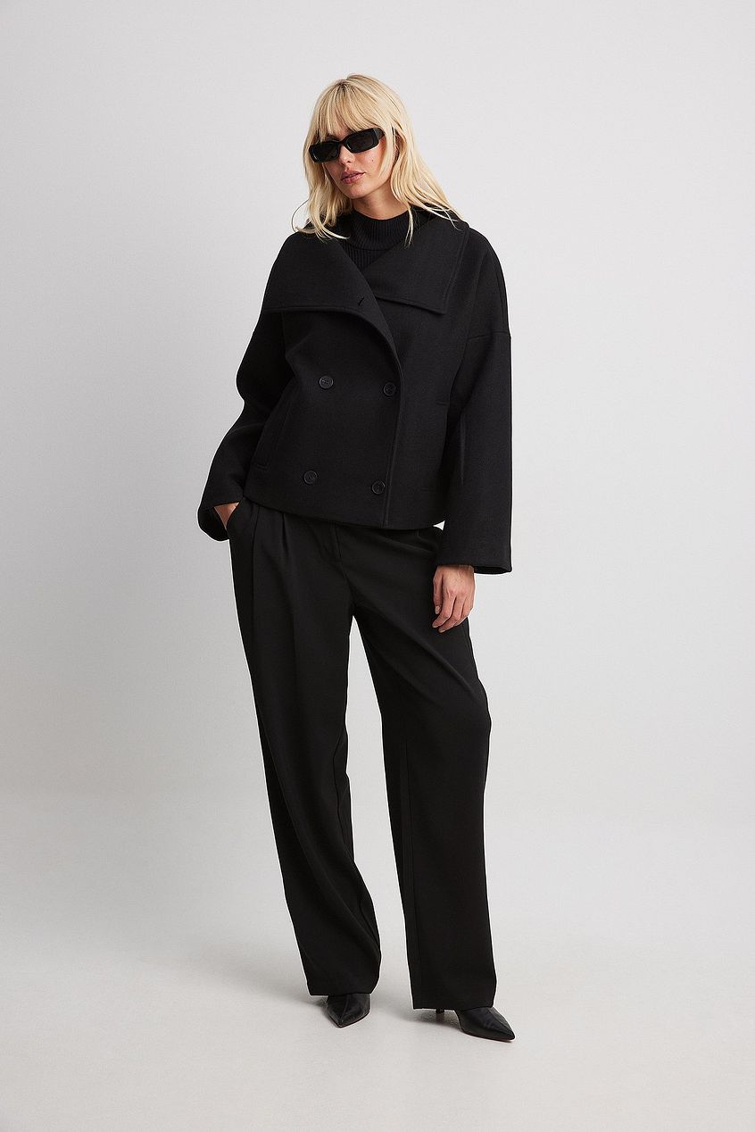 Double-Breasted Peacoat in Wool Blend