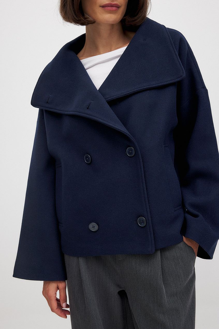 Double-Breasted Peacoat in Wool Blend