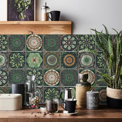 MandalaPatch | Set of 24 European-Style Peel & Stick Mandala Tile Stickers - Waterproof Vinyl for Walls & Floors
