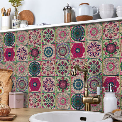 MandalaPatch | Set of 24 European-Style Peel & Stick Mandala Tile Stickers - Waterproof Vinyl for Walls & Floors