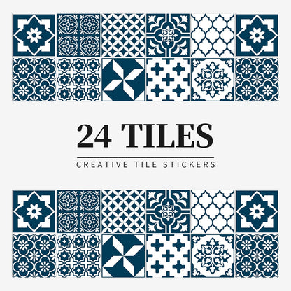 MandalaPatch | Set of 24 European-Style Peel & Stick Mandala Tile Stickers - Waterproof Vinyl for Walls & Floors