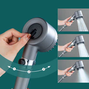 Aquelis - Versatile High-Pressure Shower Head with 3 Adjustable Settings and Built-in Water Filter