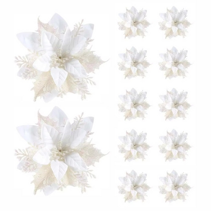 Festive Floral Ornament Set in Pink, Gold, or Red for Your Christmas Tree