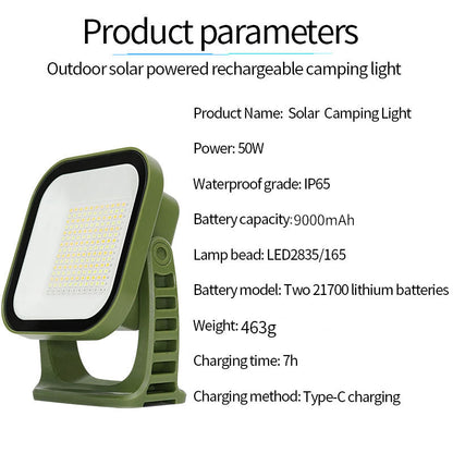 80W Magnetic Solar LED Camping Lamp with Zoom Feature