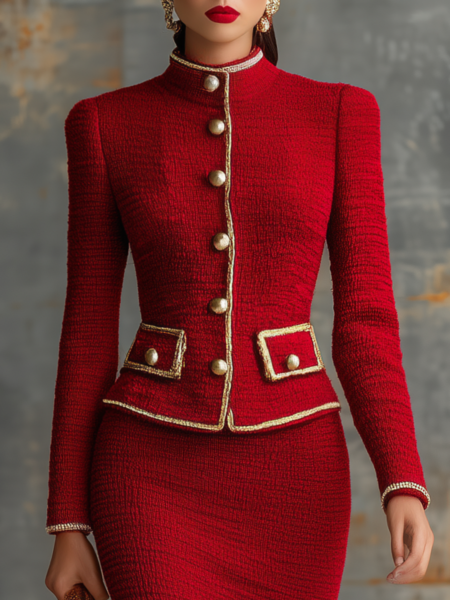 Chic Two-Piece Ensemble: Vintage-Inspired Sweater with Trendy Skirt