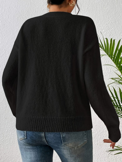 Elise | Women's Heart Pattern Round Neck Sweater