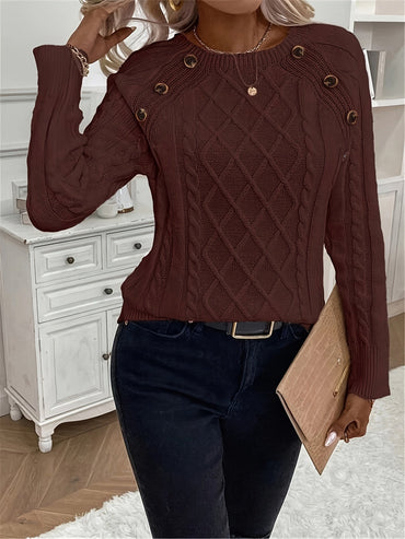 Evy | Timeless Cable Knit Sweater with Classic Round Neck
