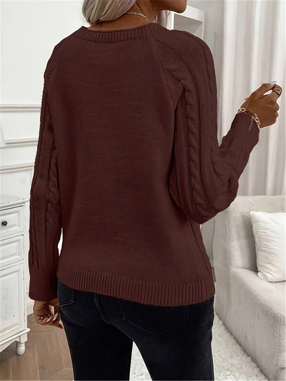 Evy | Timeless Cable Knit Sweater with Classic Round Neck
