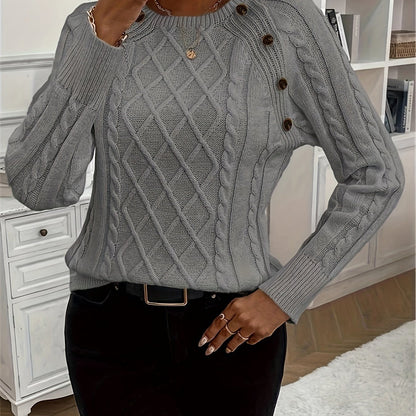 Evy | Timeless Cable Knit Sweater with Classic Round Neck