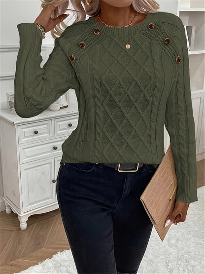 Evy | Timeless Cable Knit Sweater with Classic Round Neck