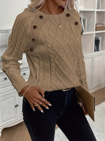 Evy | Timeless Cable Knit Sweater with Classic Round Neck
