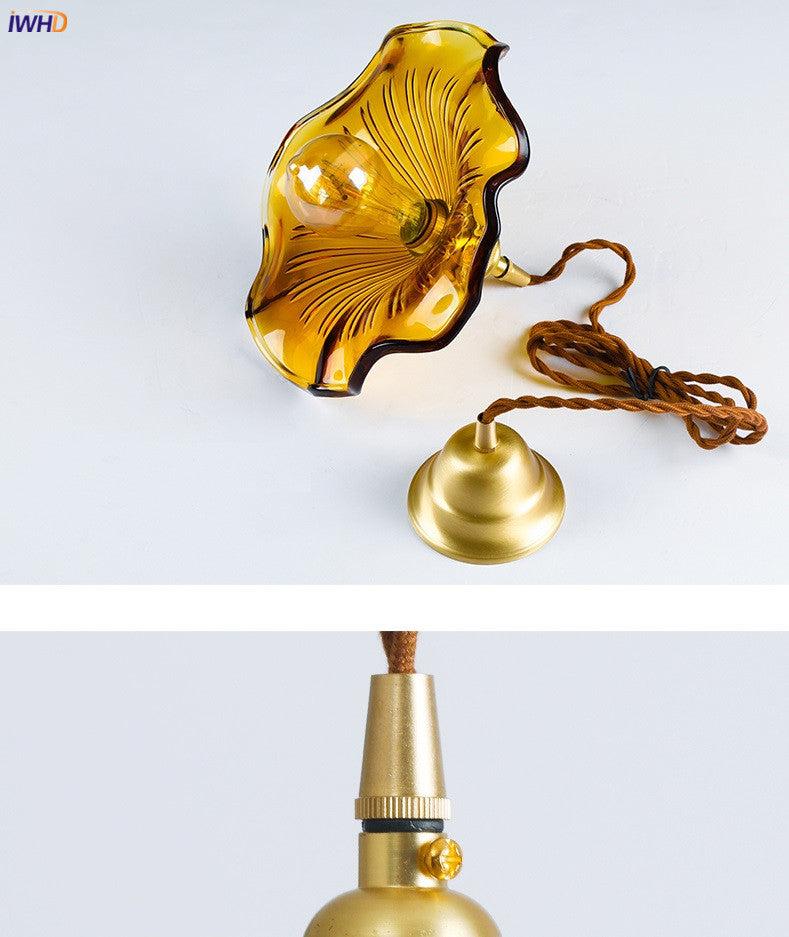 Nordic LED Pendant Light | Vibrant Glass and Copper Fixture for Bedroom, Living Room, and Bar