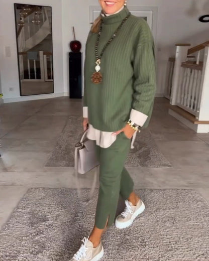 Emerald Green Turtleneck Knit Sweater