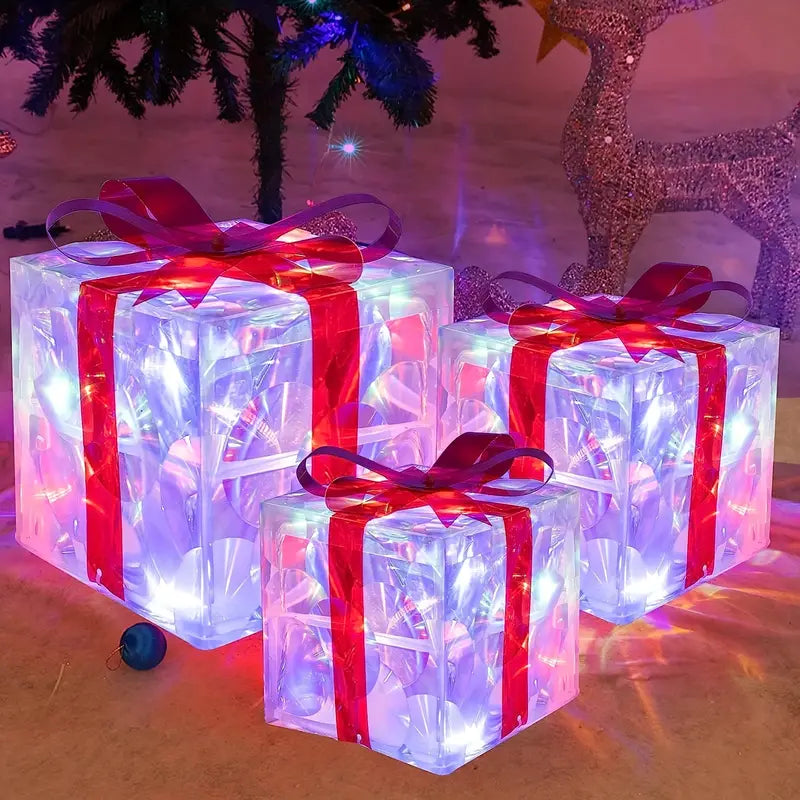 Christmas Decorative Gift Box Set - 3 Stylish Boxes