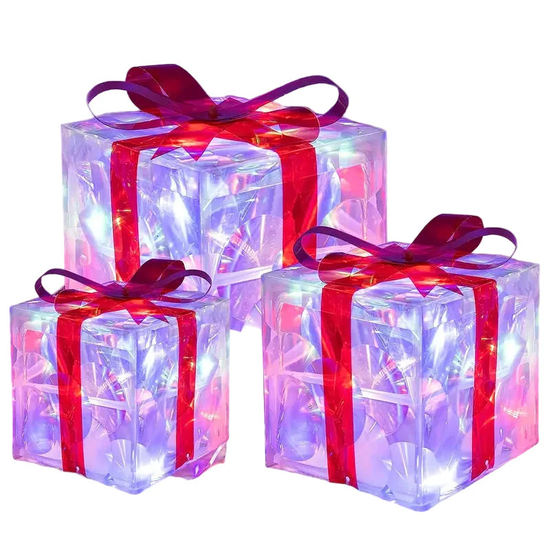 Christmas Decorative Gift Box Set - 3 Stylish Boxes
