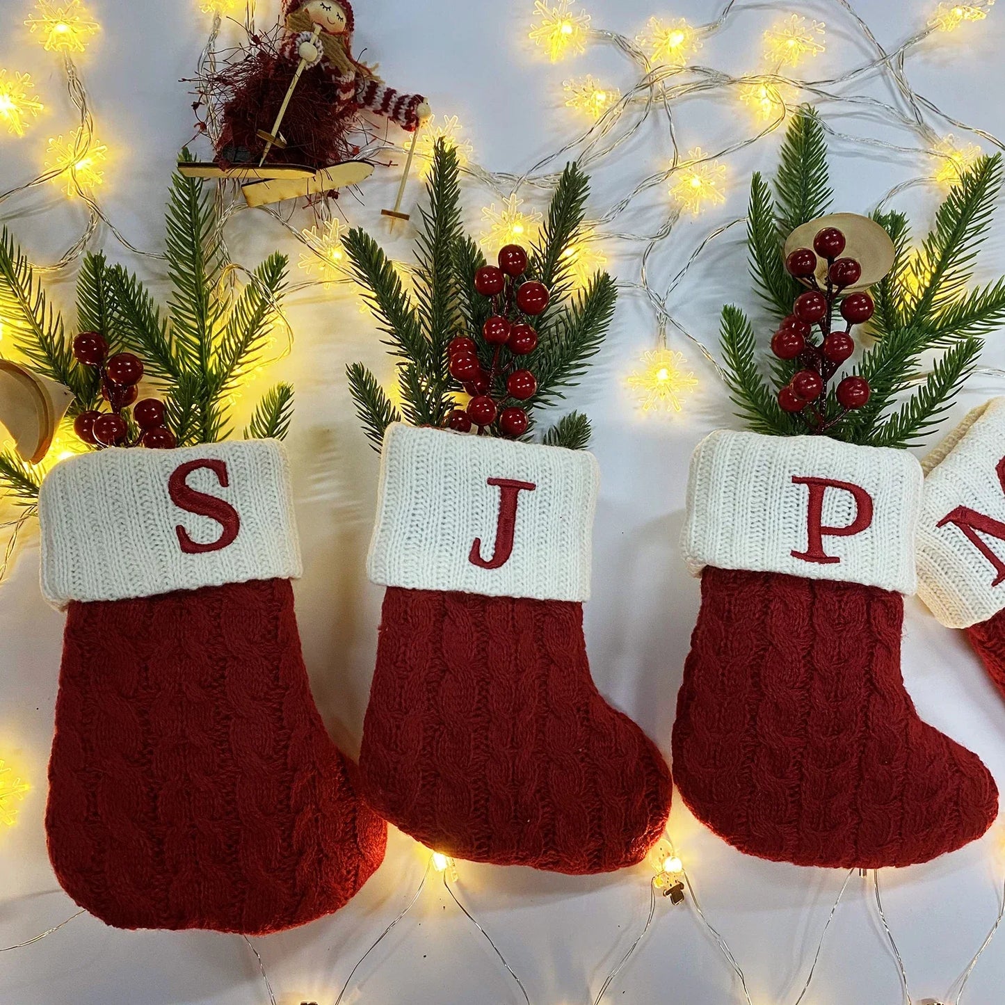 Personalized Christmas Patterned Socks with Embroidered Name