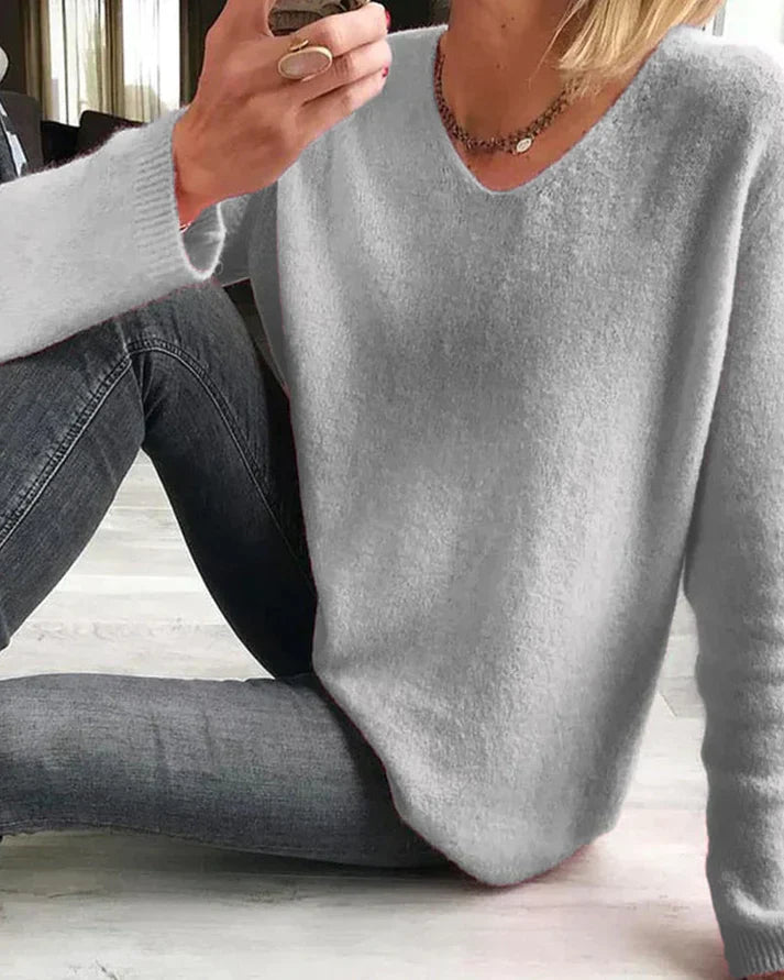 Women's Lightweight Long Sleeve V-Neck Sweater
