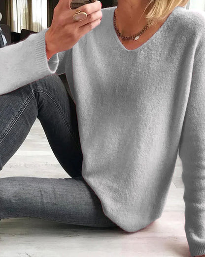 Women's Lightweight Long Sleeve V-Neck Sweater