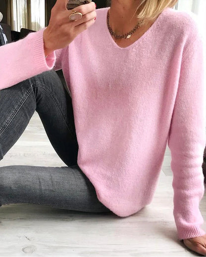 Women's Lightweight Long Sleeve V-Neck Sweater