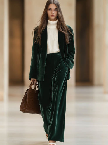 Relaxed Fit Vintage Velvet Pants with Pockets