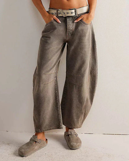 Mid-Rise Barrel Fit Jeans for Women