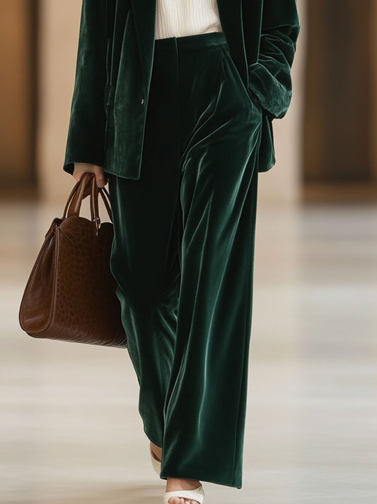 Relaxed Fit Vintage Velvet Pants with Pockets