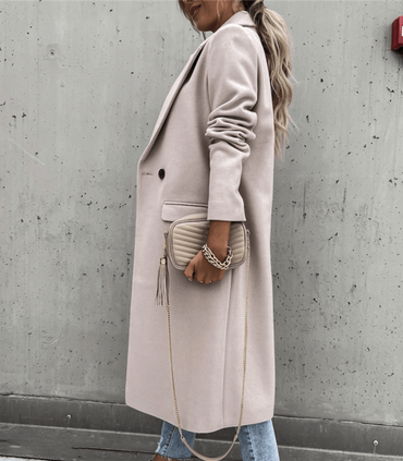 Lisette - Relaxed Wool Coat Featuring Pockets and Button Details