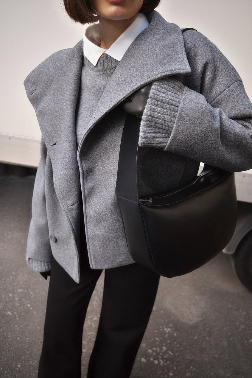 Double-Breasted Peacoat in Wool Blend