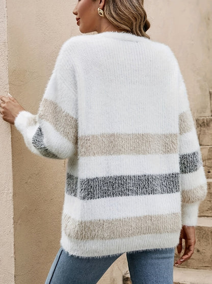 Nina | Color Block V-Neck Knit Cardigan