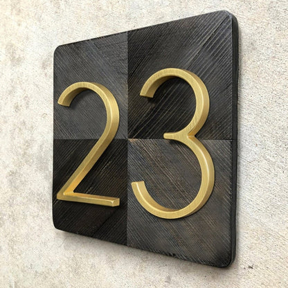 Satin Finish Brass House Numbers – Classic Elegance