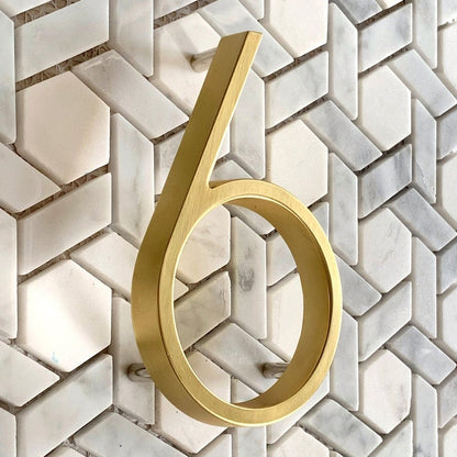 Satin Finish Brass House Numbers – Classic Elegance