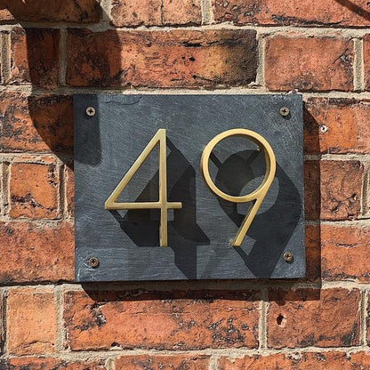 Satin Finish Brass House Numbers – Classic Elegance