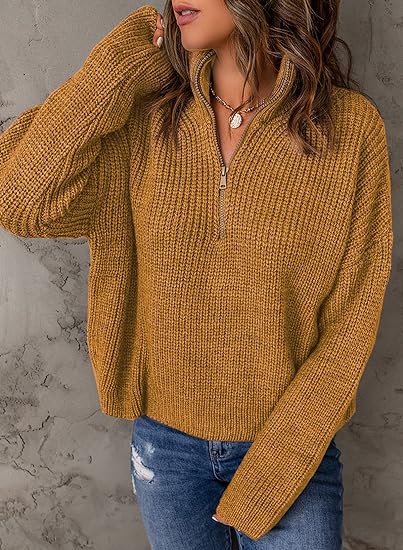 V-Neck Knit Polo Sweater