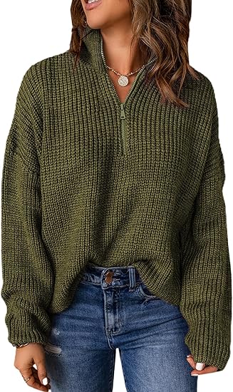 V-Neck Knit Polo Sweater