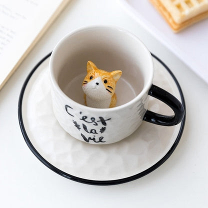 CatPeek | Secret Cat Ceramic Coffee Mug with Surprise Figurine Inside