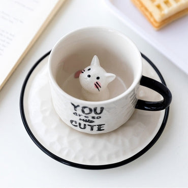 CatPeek | Secret Cat Ceramic Coffee Mug with Surprise Figurine Inside