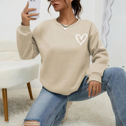 Sophie | Heart Print Long Sleeve Casual Sweatshirt