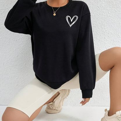 Sophie | Heart Print Long Sleeve Casual Sweatshirt