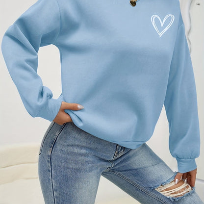 Sophie | Heart Print Long Sleeve Casual Sweatshirt
