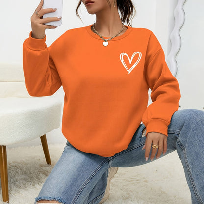 Sophie | Heart Print Long Sleeve Casual Sweatshirt