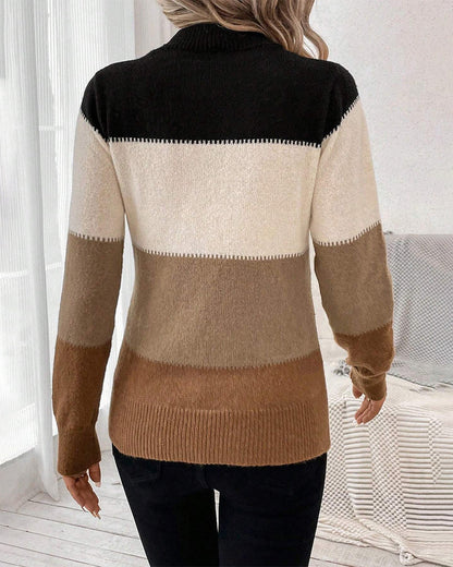 Stacey | Color Block High Neck Sweater