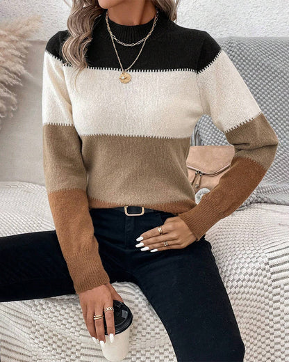 Stacey | Color Block High Neck Sweater