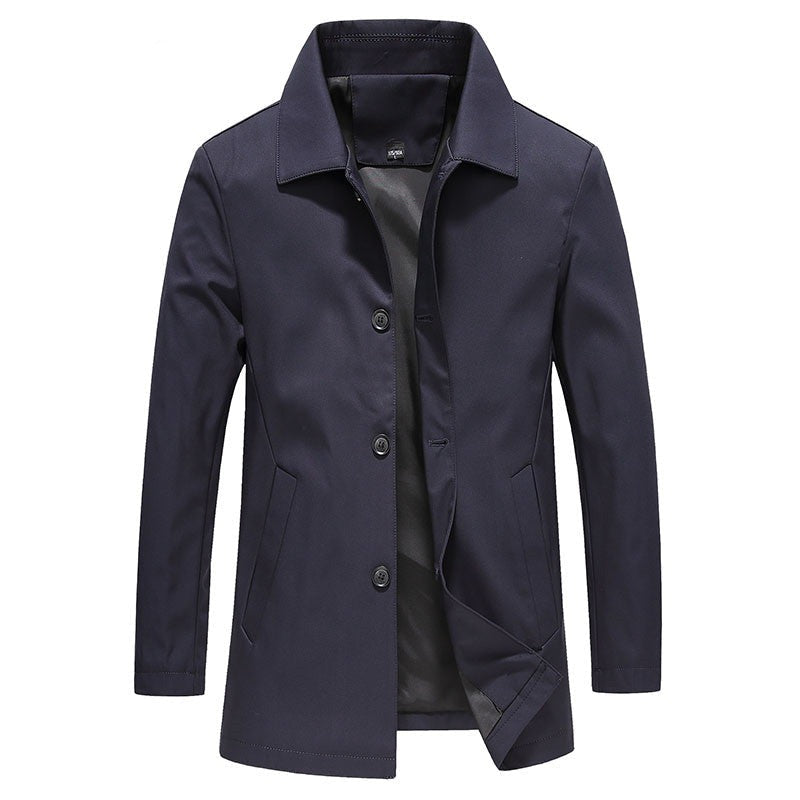 Thijs | Men's Long Windproof Coat in Solid Colors